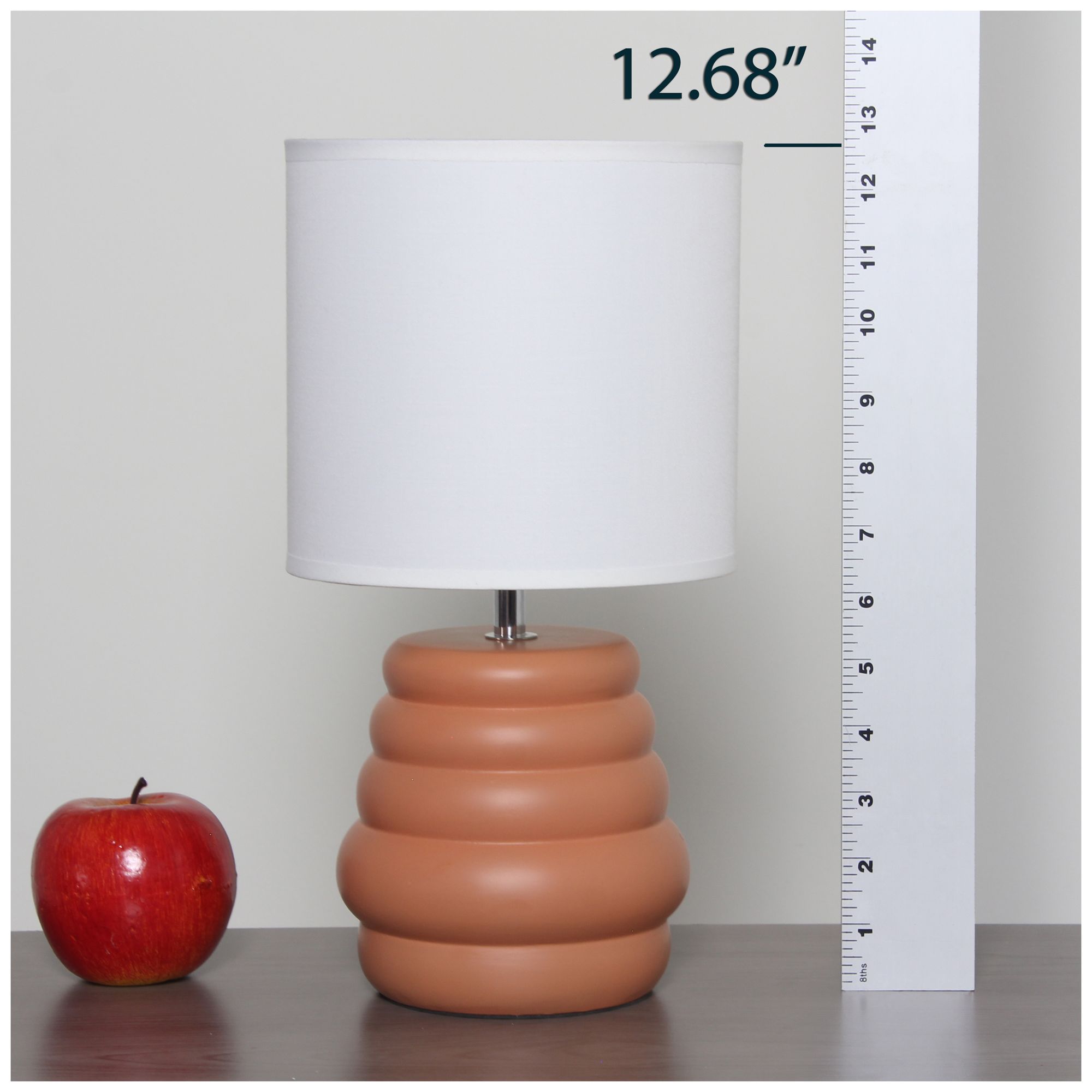 Simple Designs 12.68" Chic Glow Stacked Tb Lp, Mono Fabric Shd, Terracotta