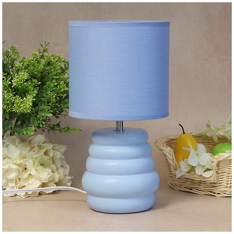 Image 1 Simple Designs 12.68" Chic Glow Stacked Tb Lp, Mono Fbc Shade, Light Blue