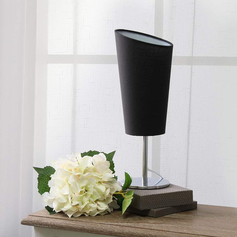 Image 3 Simple Designs 12 1/2 inchH Black Shade Chrome Accent Table Lamp more views