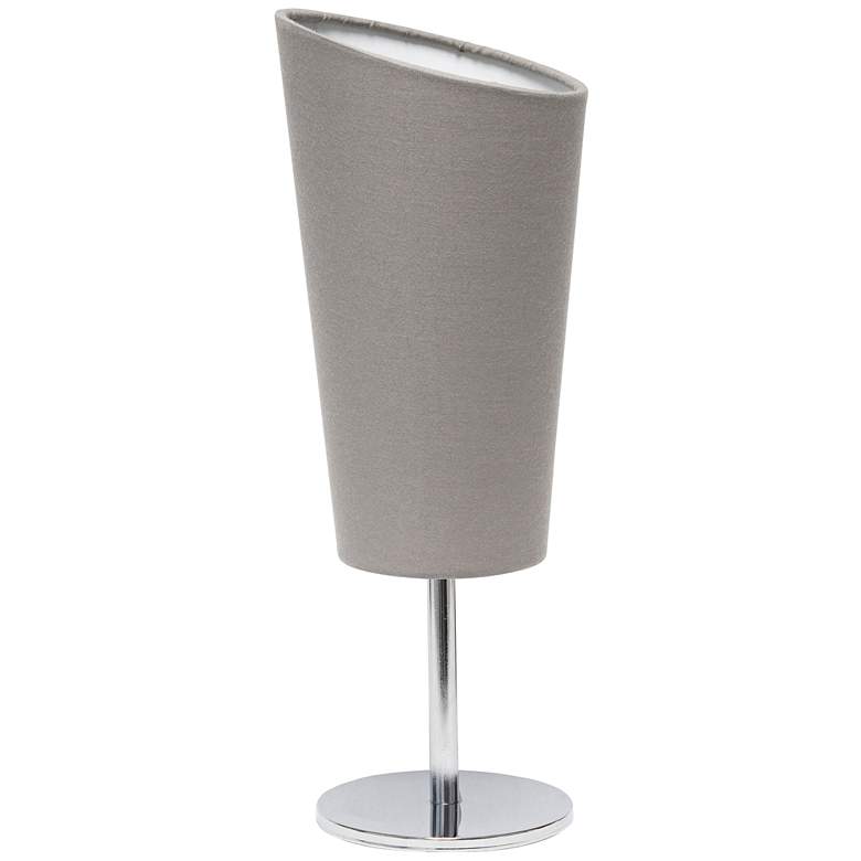 Image 2 Simple Designs 12 1/2 inchH Gray Shade Chrome Accent Table Lamp
