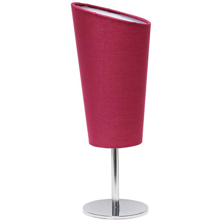 Image 2 Simple Designs 12 1/2 inchH Pink Shade Chrome Accent Table Lamp