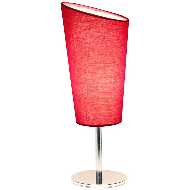 Image 7 Simple Designs 12 1/2"H Pink Shade Chrome Accent Table Lamp more views