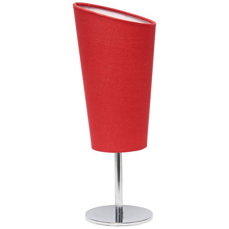 Image 2 Simple Designs 12 1/2"H Red Shade Chrome Accent Table Lamp