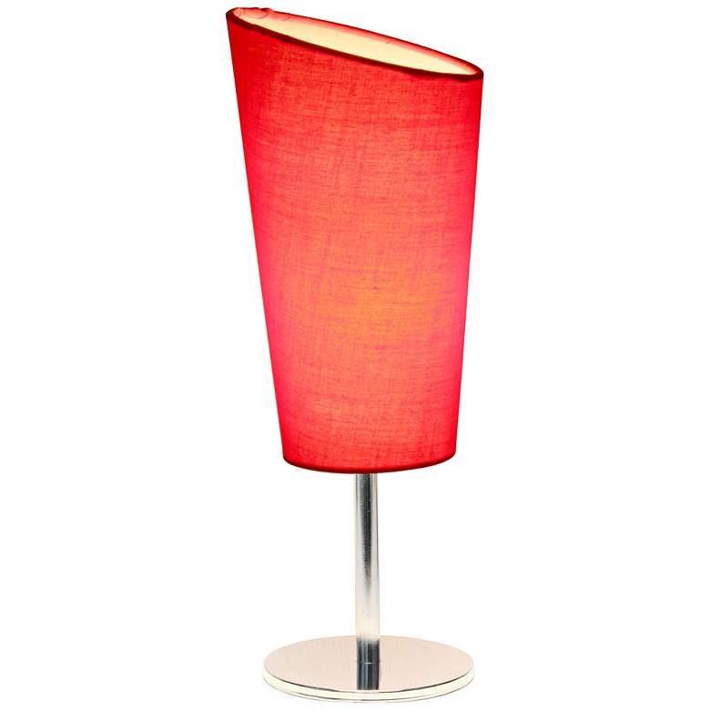 Image 7 Simple Designs 12 1/2"H Red Shade Chrome Accent Table Lamp more views