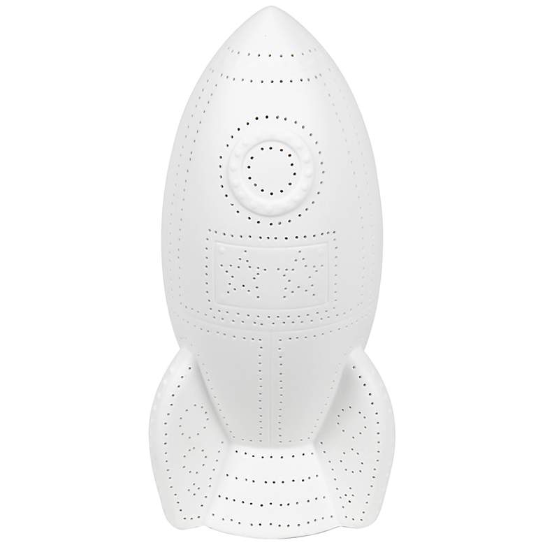 Image 2 Simple Designs 12 1/2"H White Porcelain Rocketship Accent Table Lamp