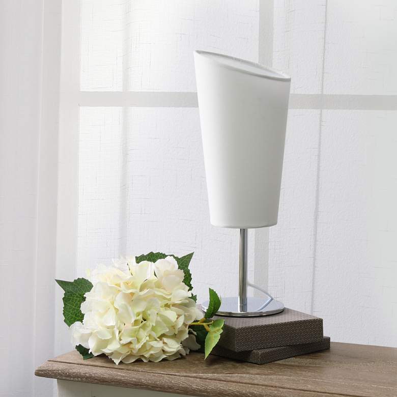 Image 1 Simple Designs 12 1/2 inchH White Shade Chrome Accent Table Lamp