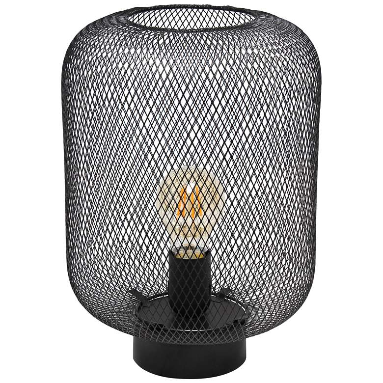 Image 2 Simple Designs 12 1/4 inchH Black Metal Mesh Accent Table Lamp