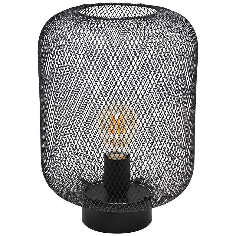 Image 2 Simple Designs 12 1/4"H Black Metal Mesh Accent Table Lamp