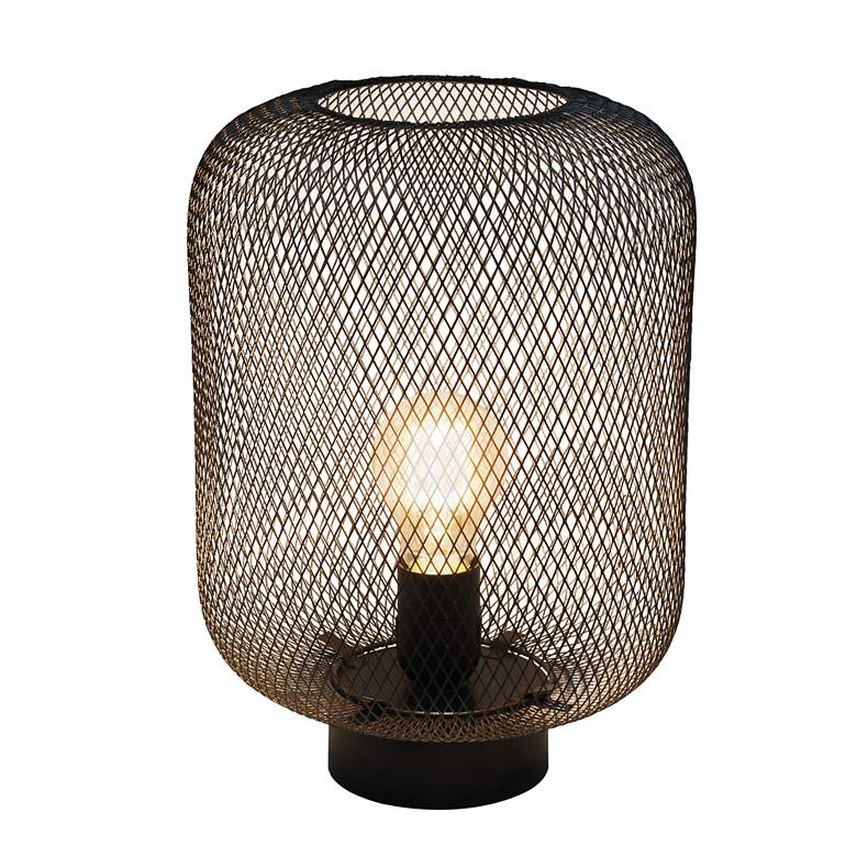 Image 3 Simple Designs 12 1/4 inchH Black Metal Mesh Accent Table Lamp more views