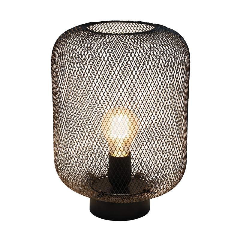 Image 3 Simple Designs 12 1/4"H Black Metal Mesh Accent Table Lamp more views