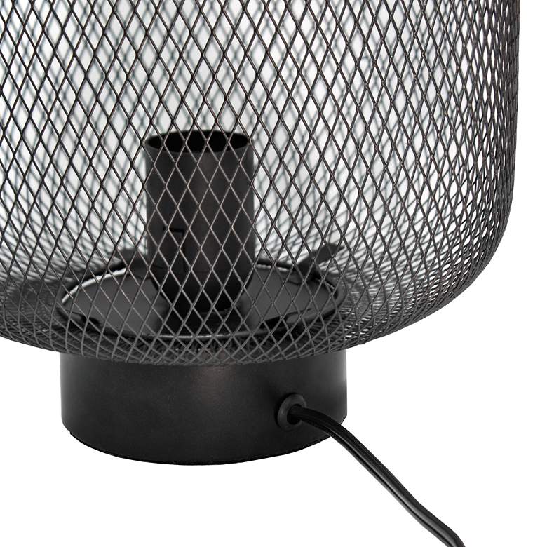 Image 4 Simple Designs 12 1/4 inchH Black Metal Mesh Accent Table Lamp more views