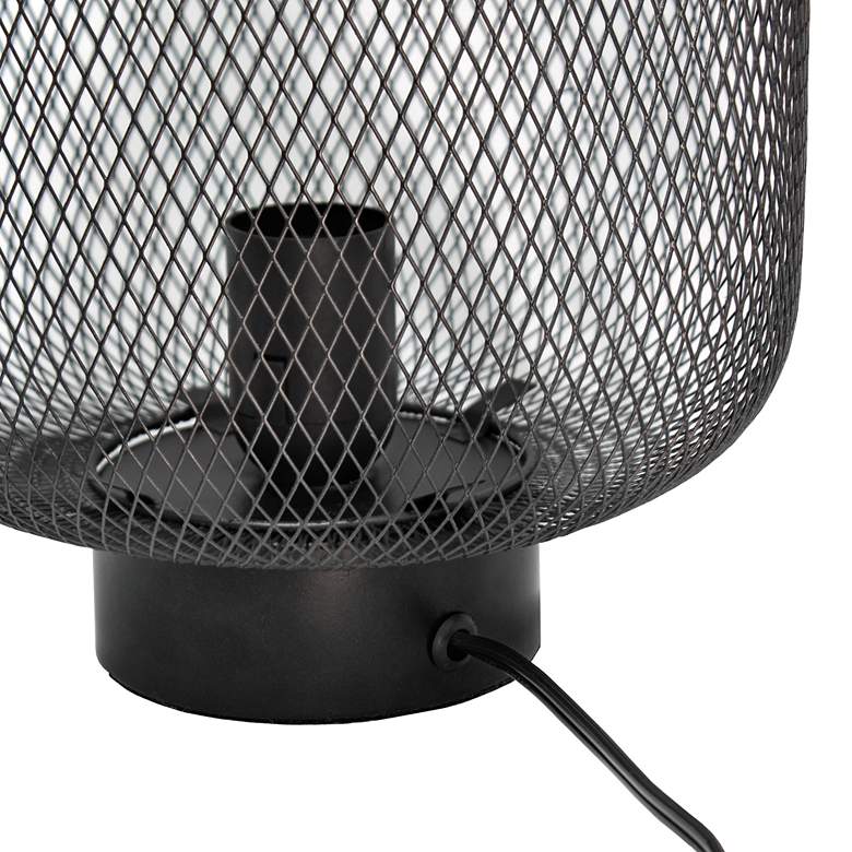 Image 4 Simple Designs 12 1/4"H Black Metal Mesh Accent Table Lamp more views