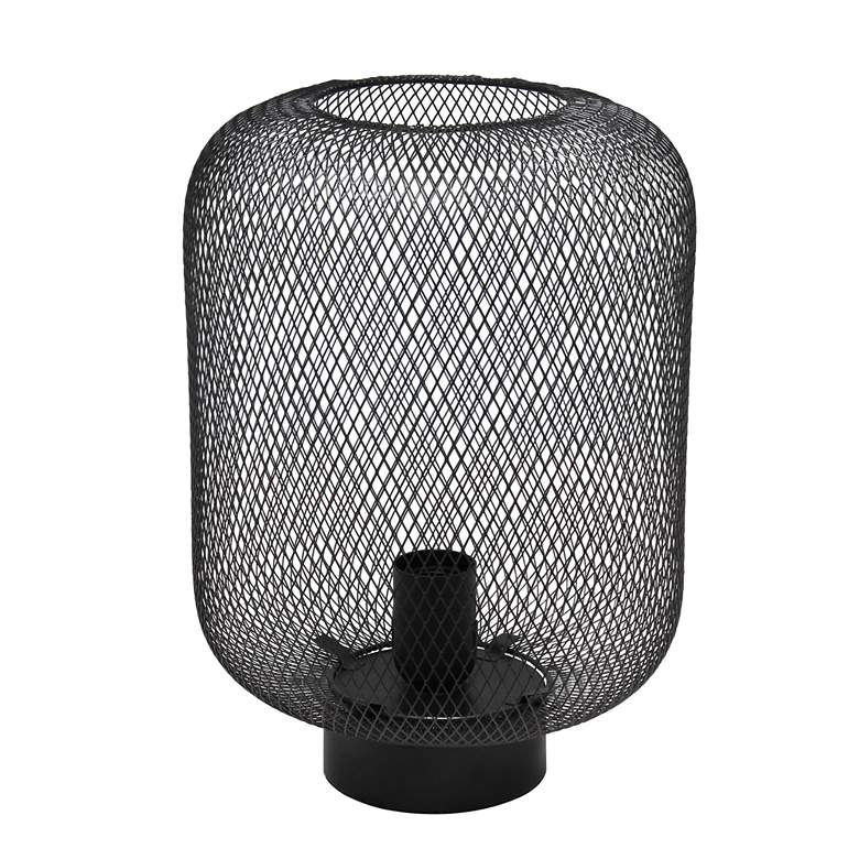Image 6 Simple Designs 12 1/4 inchH Black Metal Mesh Accent Table Lamp more views