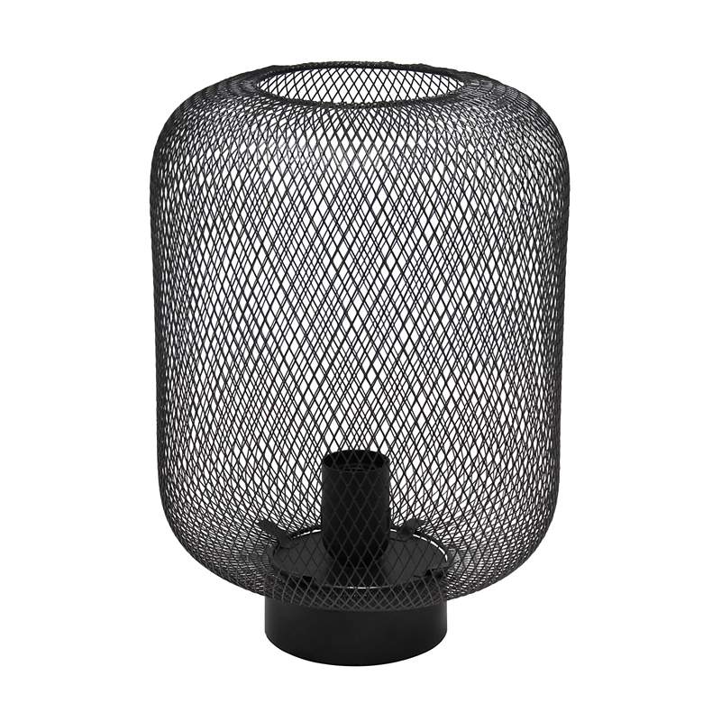 Image 6 Simple Designs 12 1/4"H Black Metal Mesh Accent Table Lamp more views