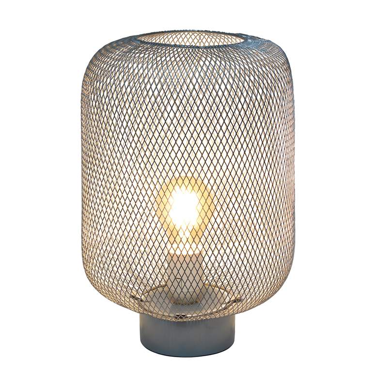 Image 3 Simple Designs 12 1/4 inchH Gray Metal Mesh Accent Table Lamp more views