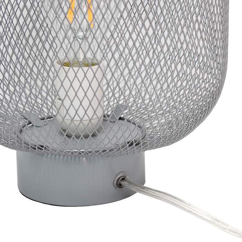 Image 5 Simple Designs 12 1/4"H Gray Metal Mesh Accent Table Lamp more views