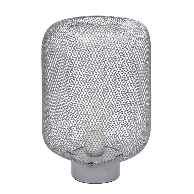 Image 6 Simple Designs 12 1/4 inchH Gray Metal Mesh Accent Table Lamp more views