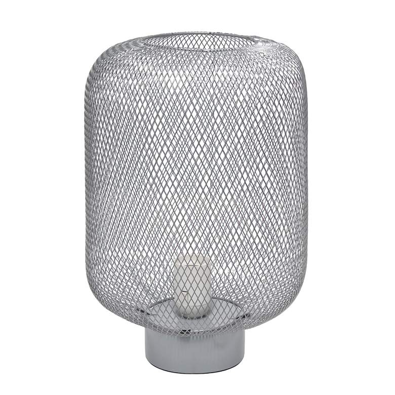 Image 6 Simple Designs 12 1/4"H Gray Metal Mesh Accent Table Lamp more views