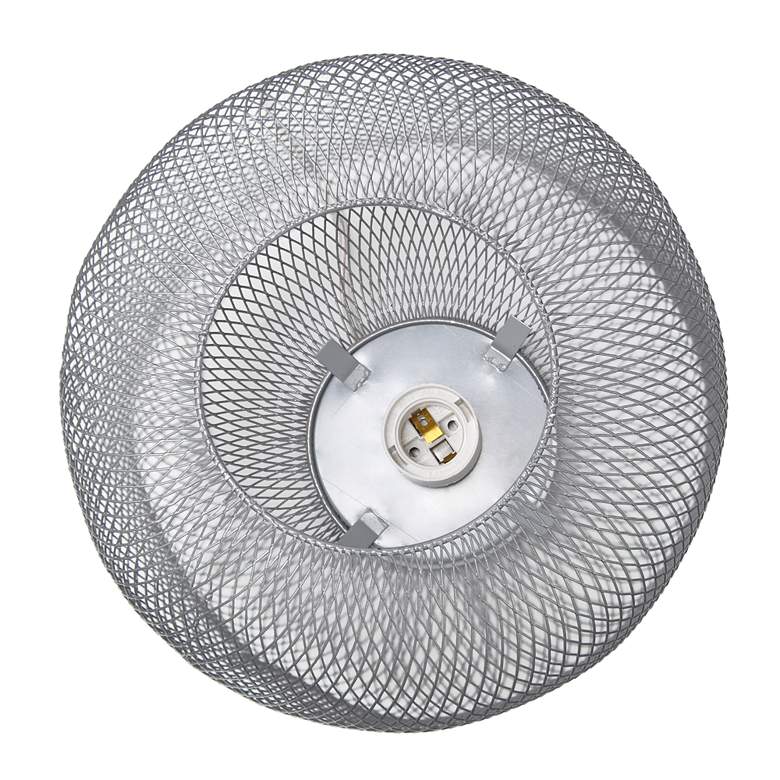 Image 7 Simple Designs 12 1/4"H Gray Metal Mesh Accent Table Lamp more views