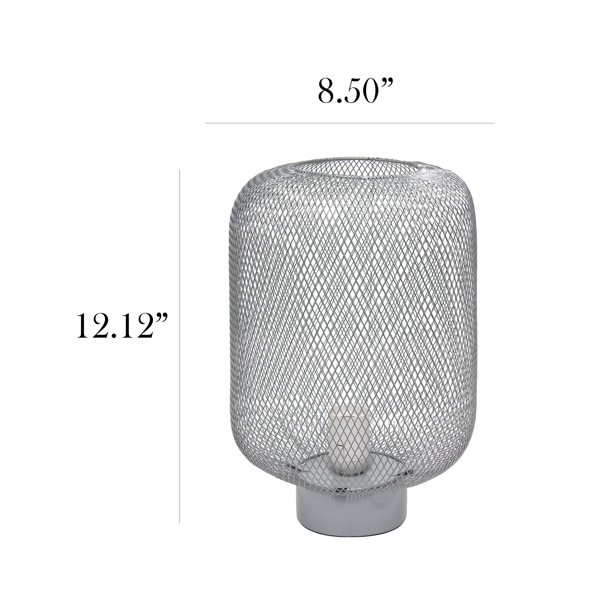 Simple Designs 12 1/4"H Gray Metal Mesh Accent Table Lamp