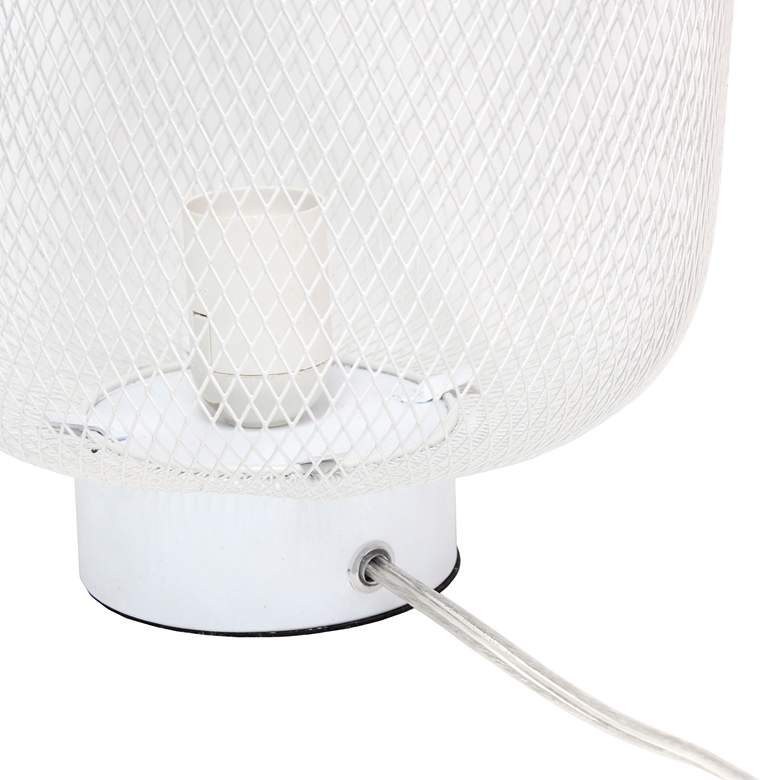 Image 5 Simple Designs 12 1/4"H White Metal Mesh Accent Table Lamp more views