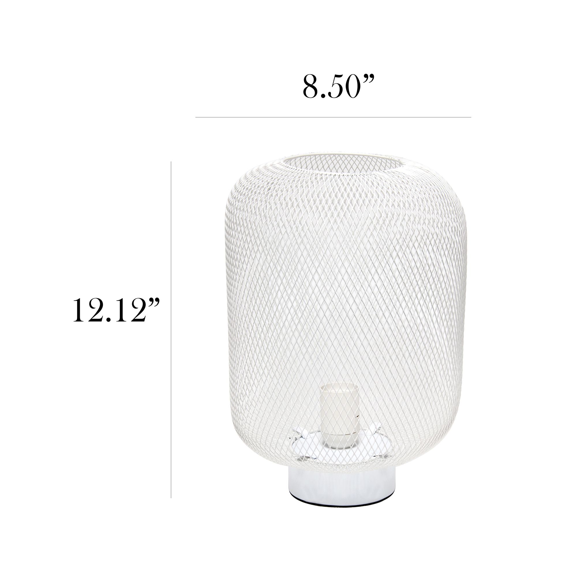 Simple Designs 12 1/4"H White Metal Mesh Accent Table Lamp