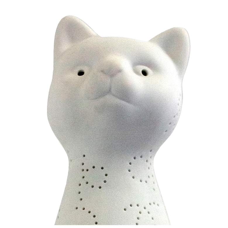 Image 2 Simple Designs 12 1/4"H White Porcelain Kitty Cat Accent Table Lamp more views