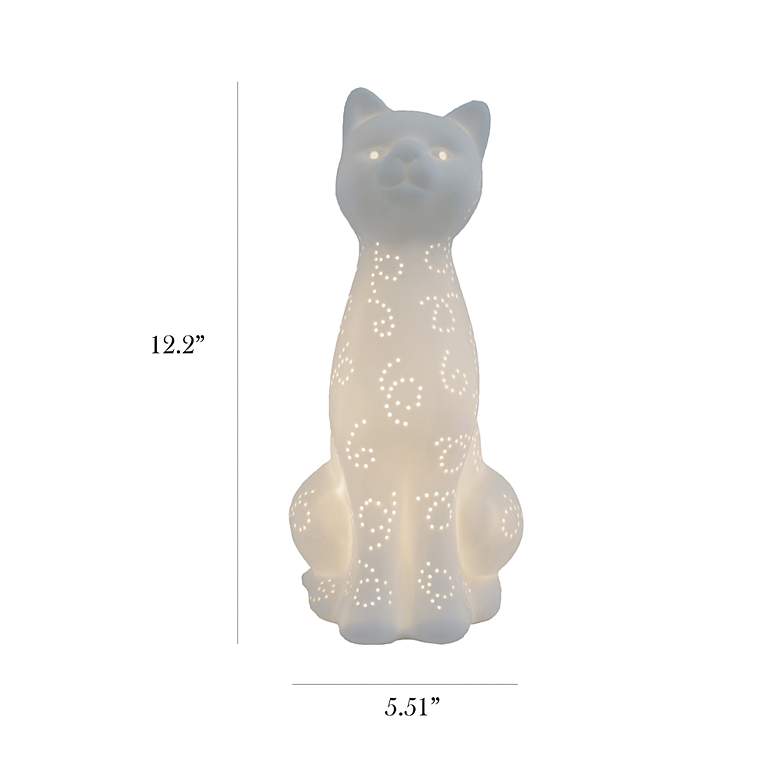 Image 6 Simple Designs 12 1/4 inchH White Porcelain Kitty Cat Accent Table Lamp more views