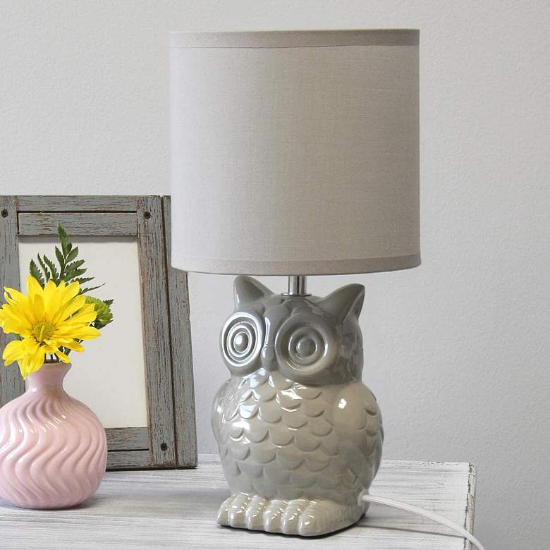 Image 1 Simple Designs 12 3/4 inch High Gray Ceramic Accent Table Lamp