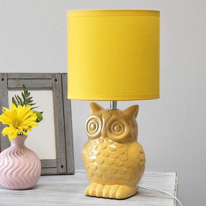 Image 1 Simple Designs 12 3/4" High Yellow Ceramic Accent Table Lamp