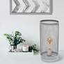Simple Designs 12 3/4"H Gray Mesh Cylinder Accent Table Lamp