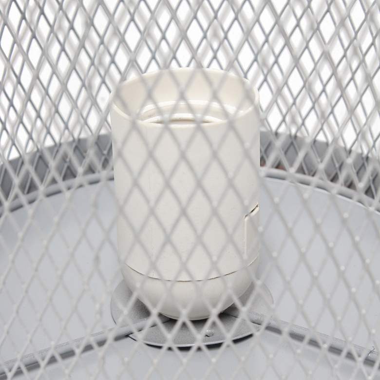 Image 7 Simple Designs 12 3/4"H Gray Mesh Cylinder Accent Table Lamp more views