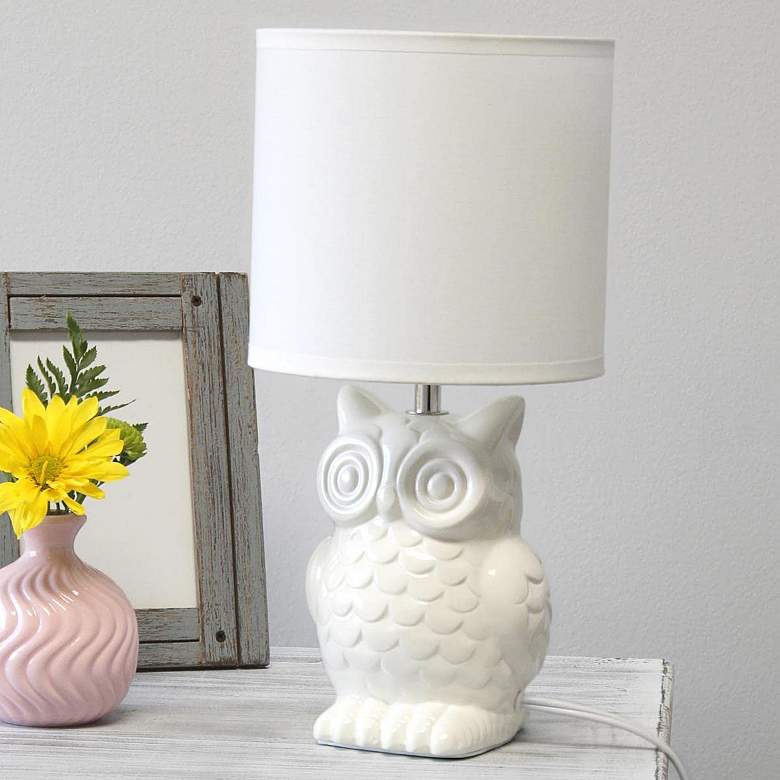Image 1 Simple Designs 12 3/4 inchH Off-White Ceramic Accent Table Lamp