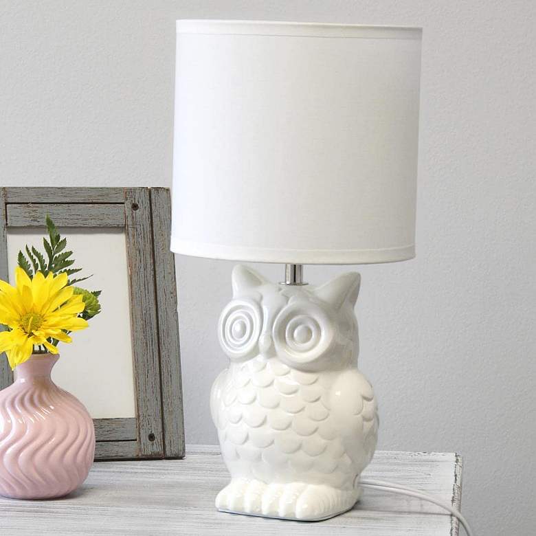 Image 1 Simple Designs 12 3/4"H Off-White Ceramic Accent Table Lamp