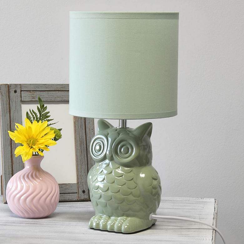 Image 1 Simple Designs 12 3/4"H Sage Green Ceramic Accent Table Lamp