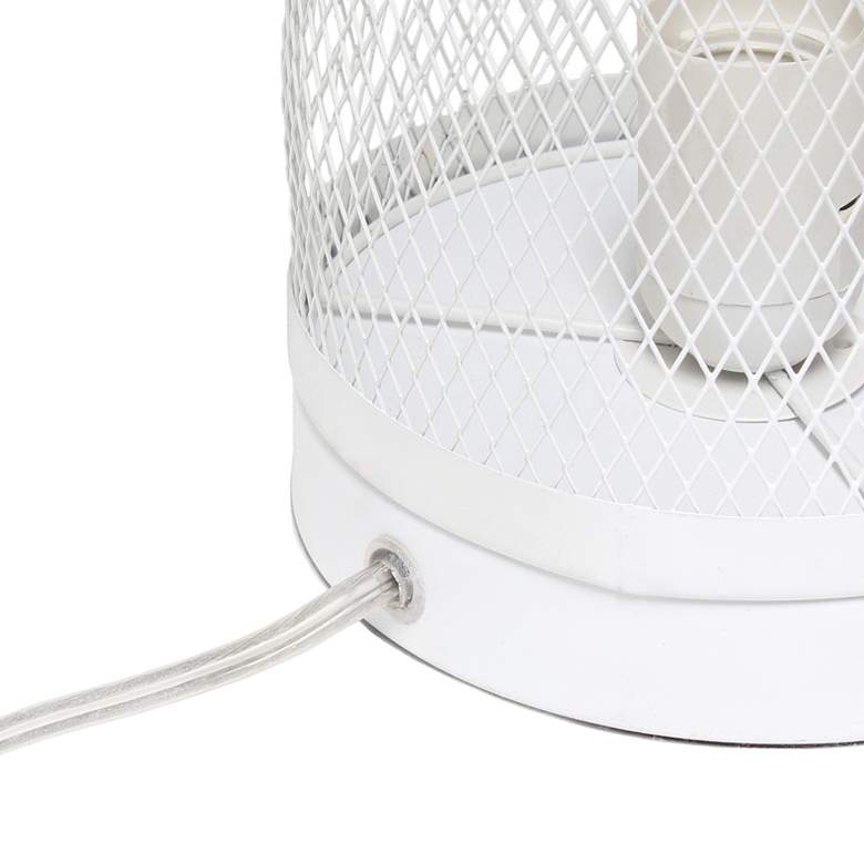 Image 4 Simple Designs 12 3/4 inchH White Mesh Cylinder Accent Lamp more views