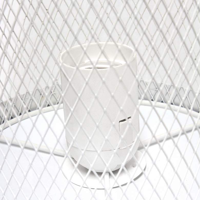Image 7 Simple Designs 12 3/4 inchH White Mesh Cylinder Accent Lamp more views
