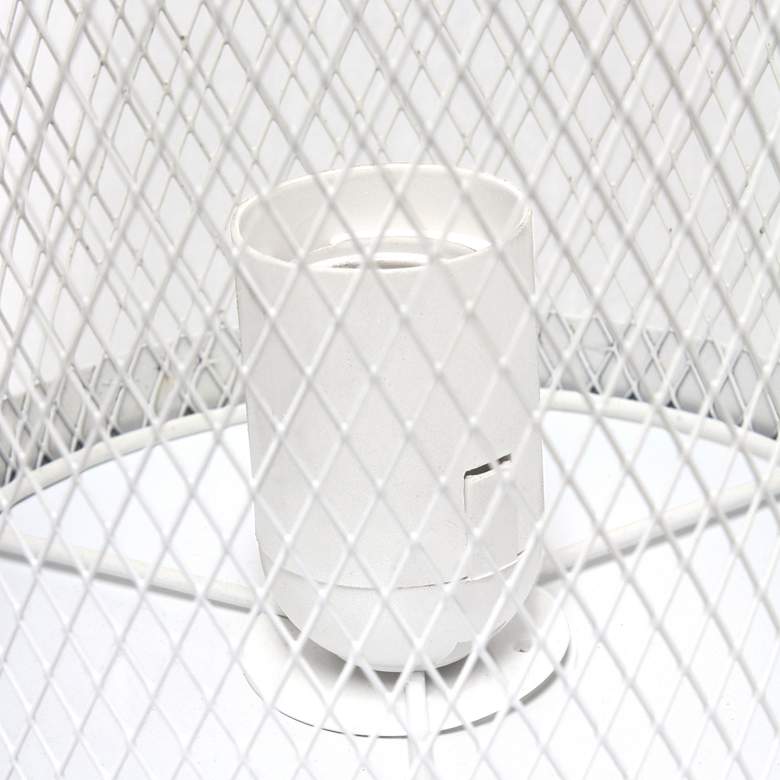 Image 7 Simple Designs 12 3/4"H White Mesh Cylinder Accent Lamp more views