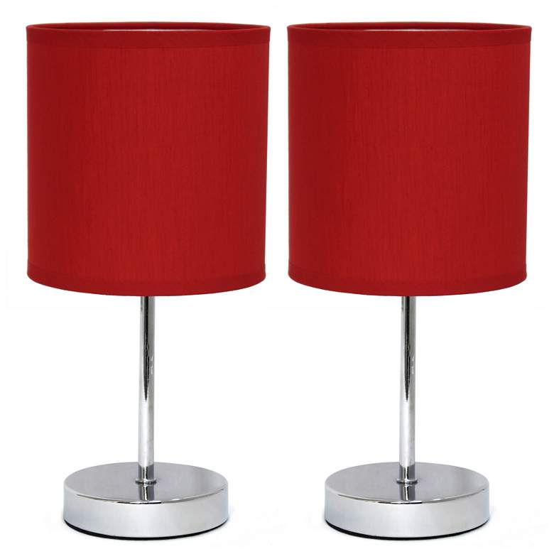 Image 1 Simple Designs 12" High Chrome Accent Table Lamps Set of 2