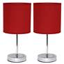 Simple Designs 12" High Chrome Accent Table Lamps Set of 2