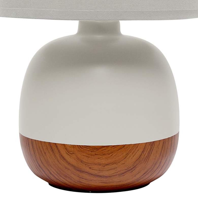 Image 4 Simple Designs 12 inch High Faux Dark Wood and Gray Ceramic Accent Lamp more views