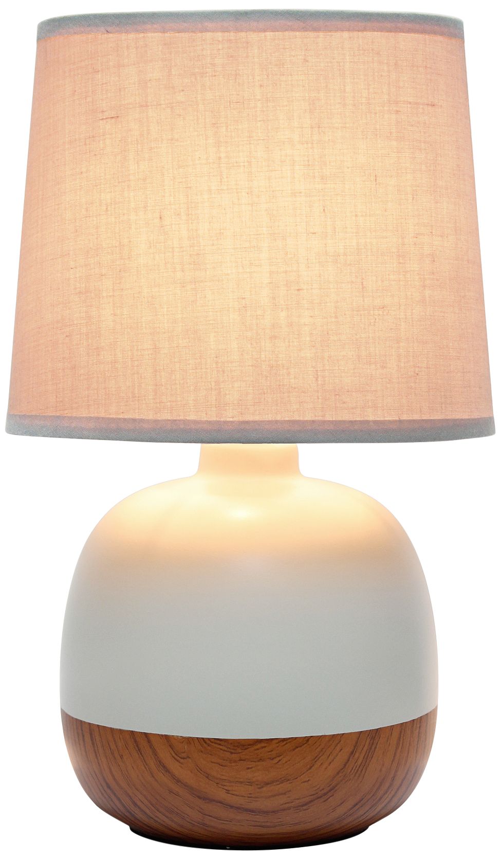 Simple Designs 12" High Faux Dark Wood and Gray Ceramic Accent Lamp