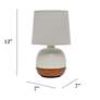 Simple Designs 12" High Faux Dark Wood and Gray Ceramic Accent Lamp