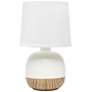 Simple Designs 12" High Faux Wood Off-White Ceramic Accent Table Lamp