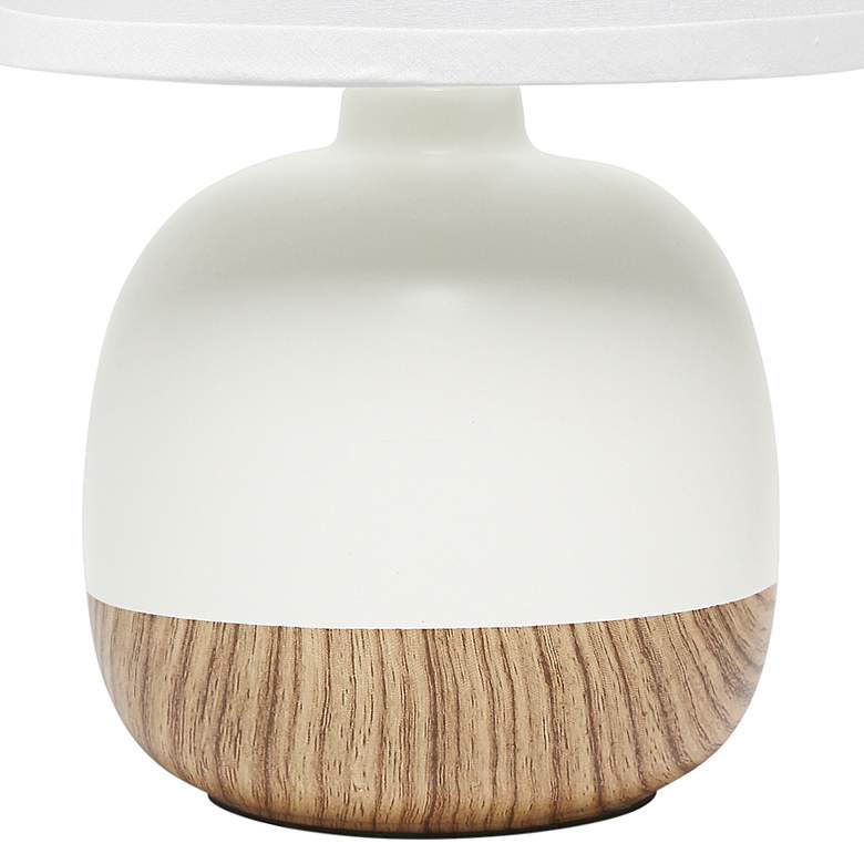 Image 4 Simple Designs 12" High Faux Wood Off-White Ceramic Accent Table Lamp more views