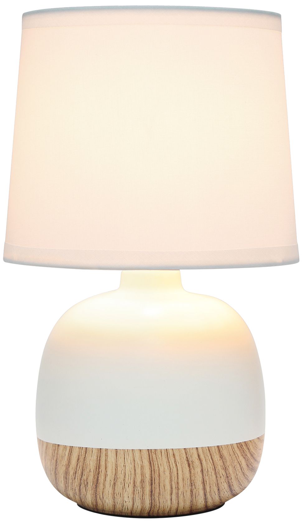 Simple Designs 12" High Faux Wood Off-White Ceramic Accent Table Lamp