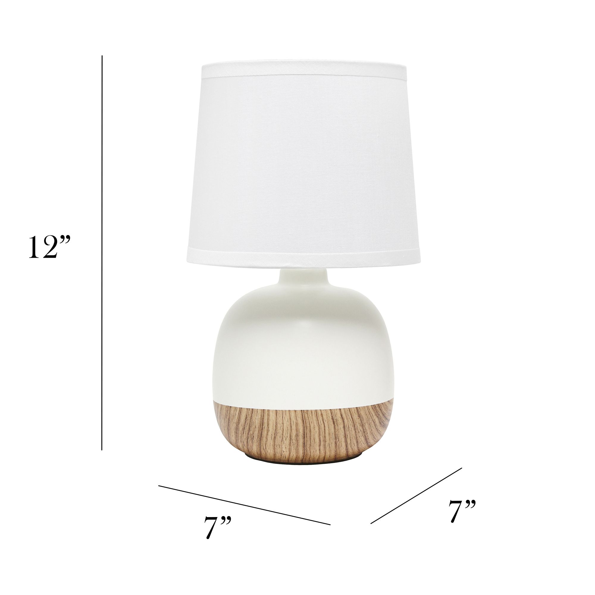Simple Designs 12" High Faux Wood Off-White Ceramic Accent Table Lamp