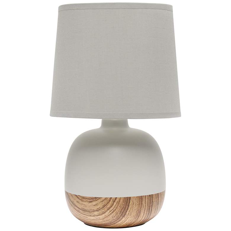 Image 2 Simple Designs 12 inch High Gray and Light Wood Accent Table Lamp