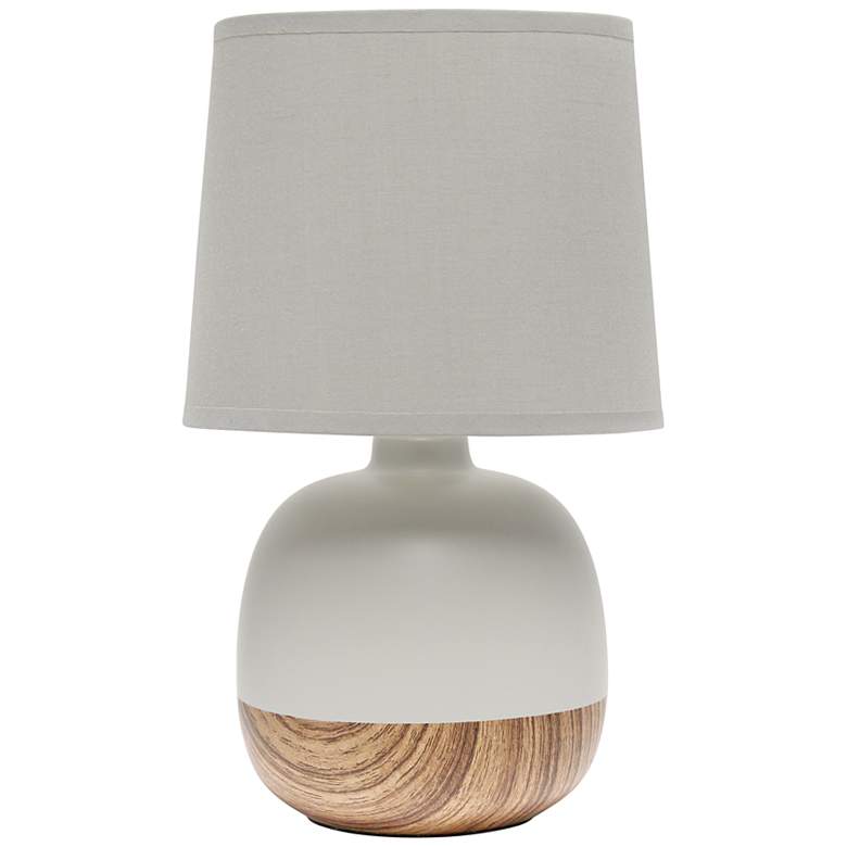 Image 2 Simple Designs 12" High Gray and Light Wood Accent Table Lamp