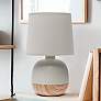 Simple Designs 12" High Gray and Light Wood Accent Table Lamp